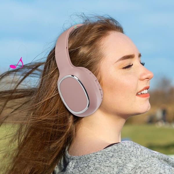 Bluetooth-headset trådlöst Bluetooth-headset bas spel dator mobiltelefon sport hörlurar (rosa)