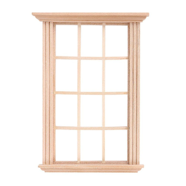 3-pack fönsterramar dockhusdekoration fönsterform dockhusdekoration dockhustillbehör (11,5X8,3CM, beige)