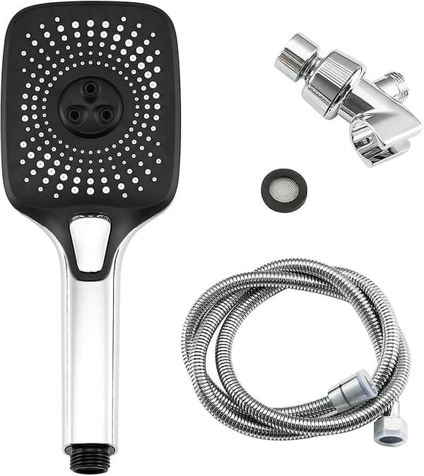 3-funktions handdusch med högtryck och knappkontroll för spa, krom