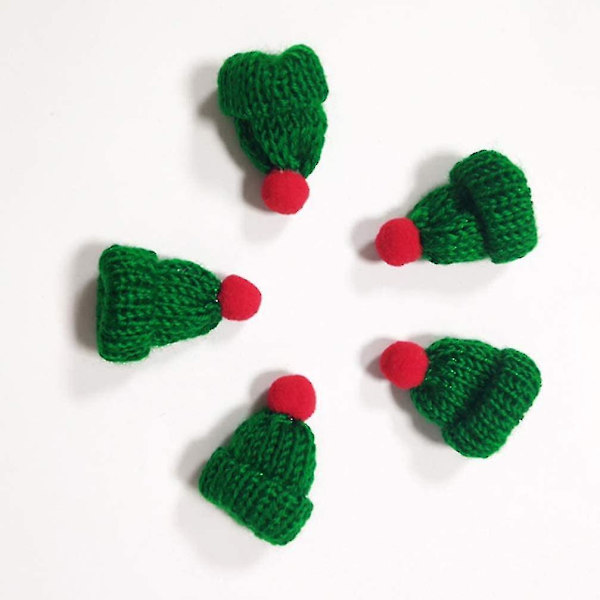Mini julhalsduk stickad tomteluva docka hantverk hatt vinter vin charm miniatyr 15cm stickade halsdukar för vinflaska snögubbe smyckestillverkning grön