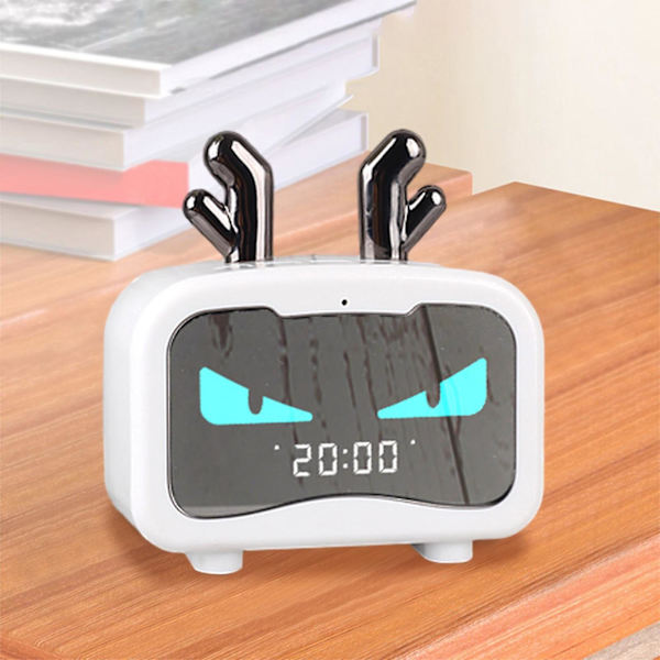 Ny privat modell M1 klocka Bluetooth-högtalare spegel bärbar väckarklocka Mini Mini ljudgåva（Vit）