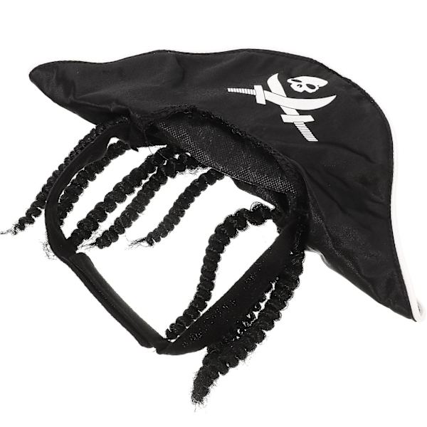 Eksklusiv piratdesign hat kæledyr dekoration kostume Halloween fest sort (28X6XCM, sort)