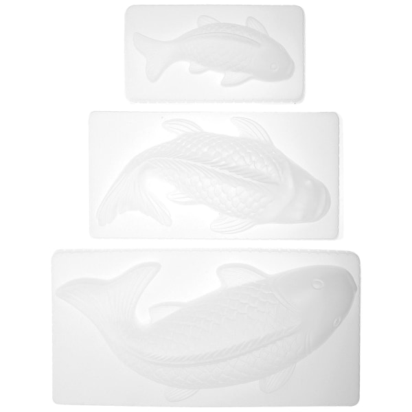3-pak Høj Kvalitet Geléform Kage Bageform Fisk Form Design Ris Kageform (31.5X15.5X7CM, Hvid)