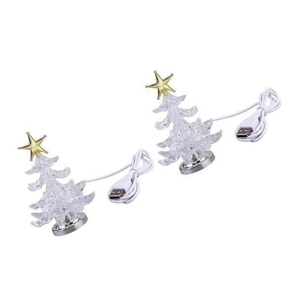 2-Pack Christmas Tree Shape Bordlampe Creative Nattbordslampe Skrivebordslampe Chic Night Light Hjemme soverom dekorasjon (gull) (11X7,5 cm, gull)