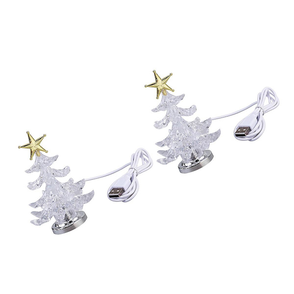 2-pak juletræ-formet bordlampe, kreativ sengebordslampe, skrivebordslampe, chic nattelys, boligindretning til soveværelse (guld) (11 x 7,5 cm, guld)