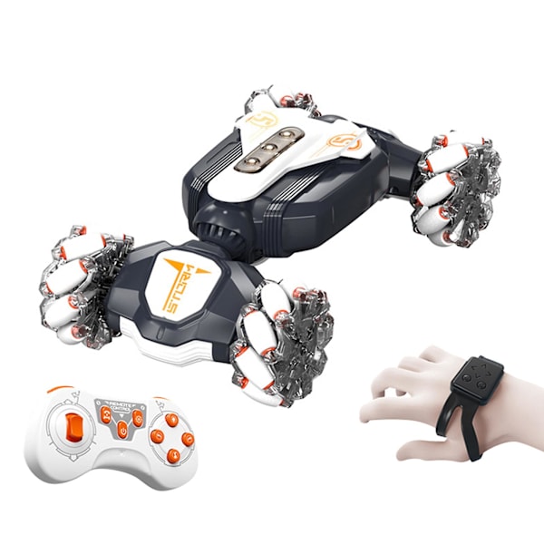 Eleohje RC-auto, 2,4 GHz 4WD eleohjaus RC-temppuauton lelut, kaksisuuntainen 360 pyörivä (valkoinen)
