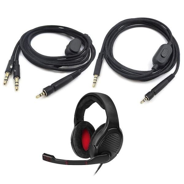 Vaihdettava äänikaapeli Sennheiser-pelille Zero Pc 373d Gsp350（Kaksoispistokkeinen versio）