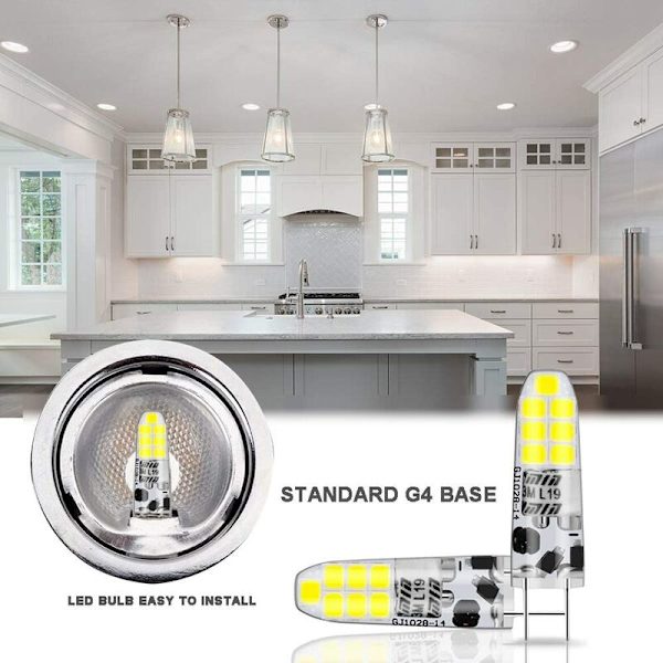 FlkwoH Led G4 Kall Vit 6000K, Auting G4 3W Ekvivalent 20W G4 Halogenlampa, Ej Dimbar, 10-pack [Energiklass F]