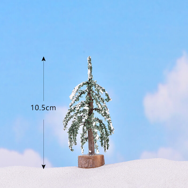 Set med 6 miniatyrkonstgjorda julgranar små konstgjorda julgranar träbas stor tallved för festlig heminredning 10,5 cm