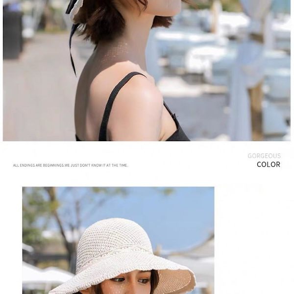 Dam solhatt, snyggt andningsbart bomullsmaterial, håll dig sval med vår rosett solhatt för kvinnor, snygg och funktionell (beige)