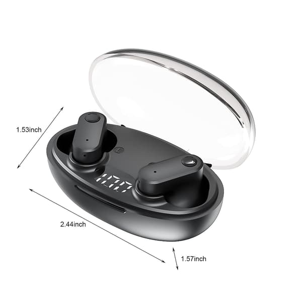 Intelligent Digital Display Transparent Charging Compartment Bluetooth Headset Semi-In-Ear Bluetooth Headset（Svart）