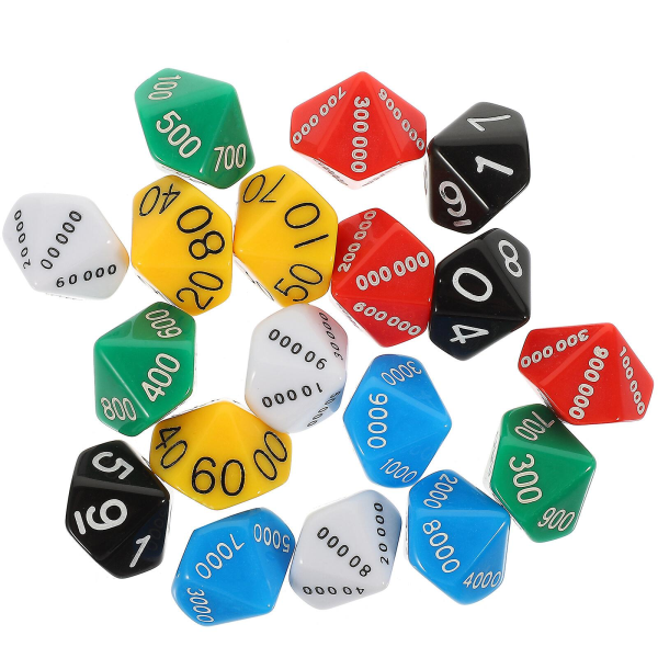 18 Place Value Dice Game Dice Party Board Game Props Plastic Dice Toy (2.2X2.2cm, Various Colors)