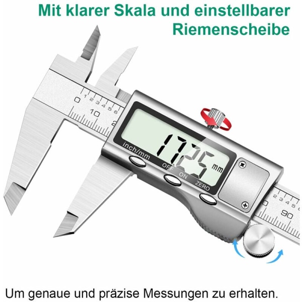 Digitalt skjutmått - Rostfritt stål mätverktyg med stor LCD-skärm (150 mm)