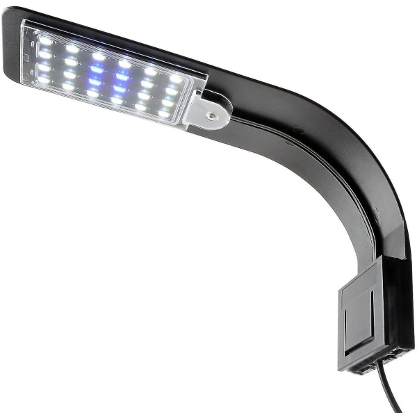 Svart skall LED akvarielyslampe klips, ultratynn akvarielampe med lys, 24 LED akvarielys hvitt lys