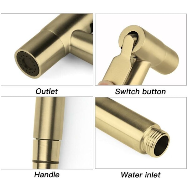Toalett spray kit, 1,5 m slang och fäste, G1/2 guldadapter