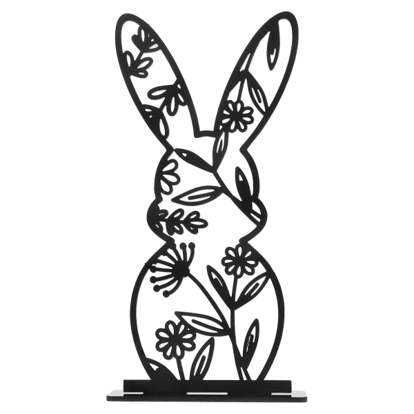 Easter Acrylic Bunny Sign Easter Theme Table Sign Bunny Table Decoration Acrylic Easter Table Sign (19.70X10.00X4.00CM, black)