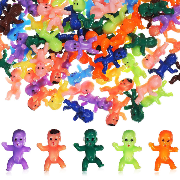 100 stykker mini plast baby kreativ lille baby figur egnet til festdekoration (som vist på billedet)