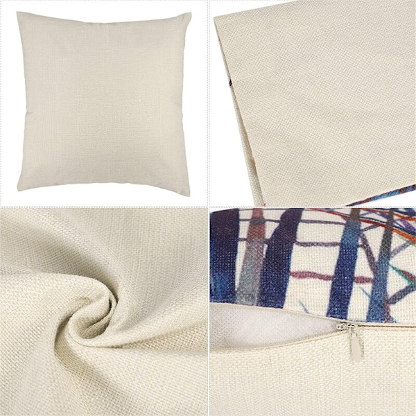 Set med 4 utomhuskuddfodral, 45x45cm Vattentäta soffkuddar i linne, Gröna växter, Trädgårdskuddar (45 x 45 cm, Turkos 17)