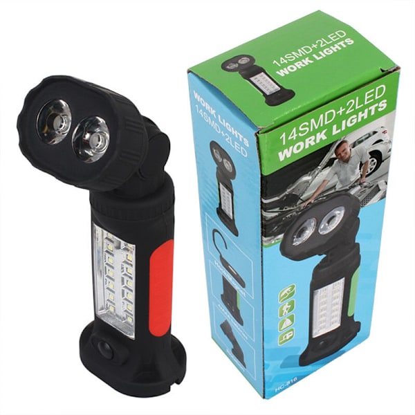 14+2 LED-campinglampor, handsfree arbetslampa ficklampa med krok och magnetfäste ficklampa för bil, garage, nödsituation, verkstad 7284