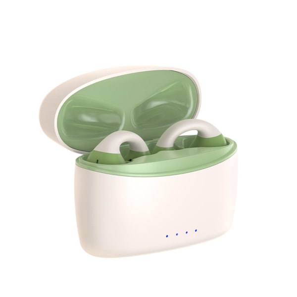 Bluetooth 5.3 Clip On Hög ljudkvalitet samtalsbrusreducering Långvarig batteritid Vattentäta Trådlösa hörlurar（Gröna）