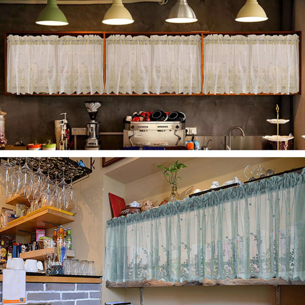 Gardiner Valance Blonder Translucent Moderne Til Hjem Køkken 1PC Solskærm（A8，Sort）