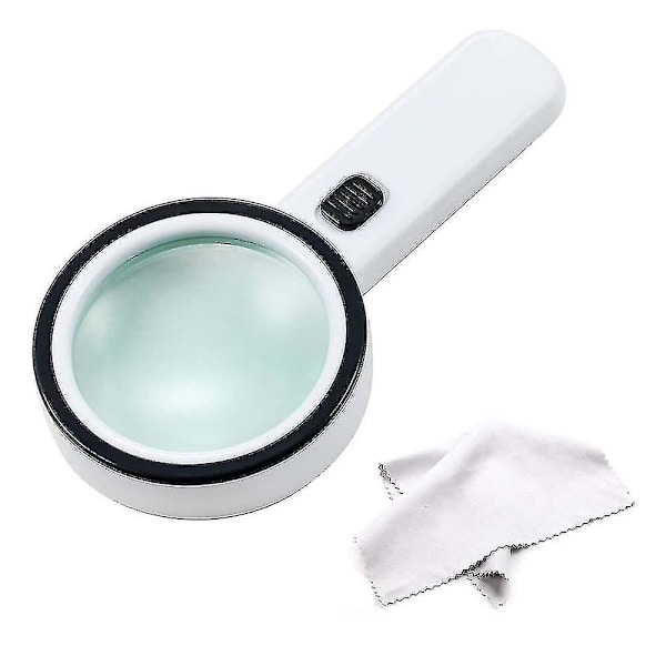 30x Handhållen stark förstoringsglas med 12 LED och UV-ljus（en storlek, bildfärg）