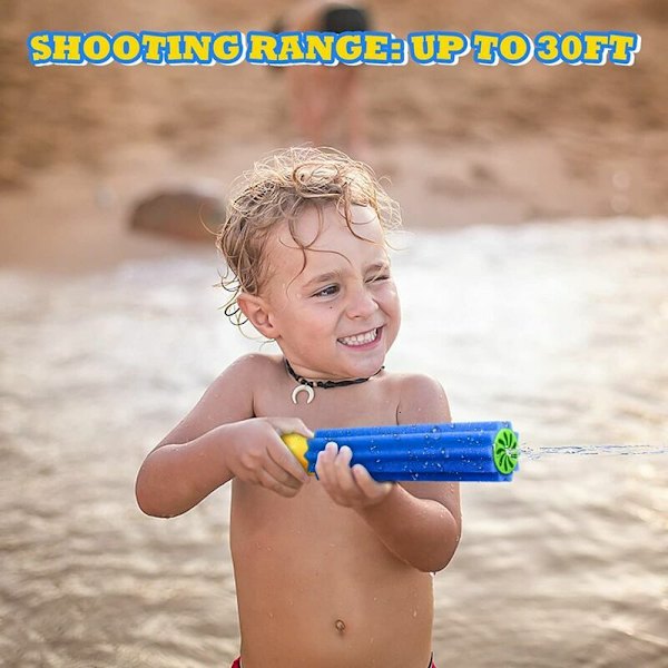 Full Clear Kids Foam Vattenpistol, 6 st Långdistans Vattenpistol, Pool Vattenkanon Vattenleksaker, Sommar Simning Strand Badleksaker för Barn 3+ År Gamla