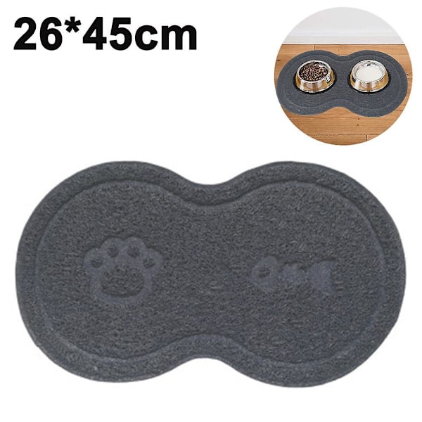 Silicone Waterproof Placemat Shaped Pet Feeding Mat, Silicone Raised Lip Non Spill Dog Cat Bowl Mat（Grey）