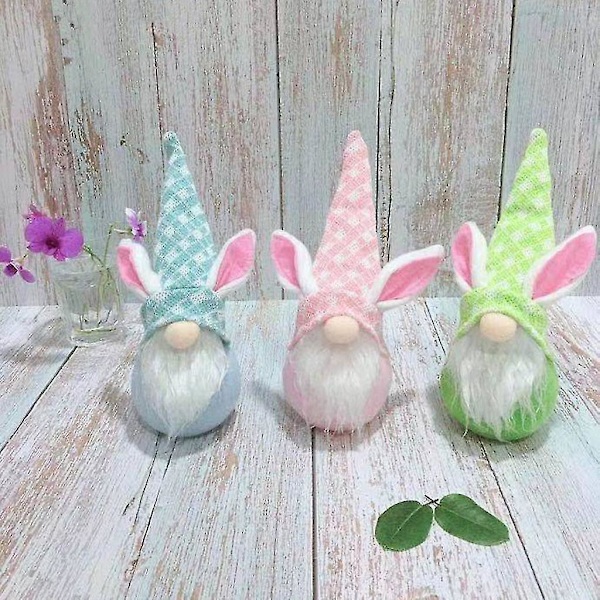 Påskhare Gnome Dekoration Handgjord Ansiktslös För Docka Plysch Dvärg Svenska Tomte Elf Prydnad Barnleksaker（Blå）