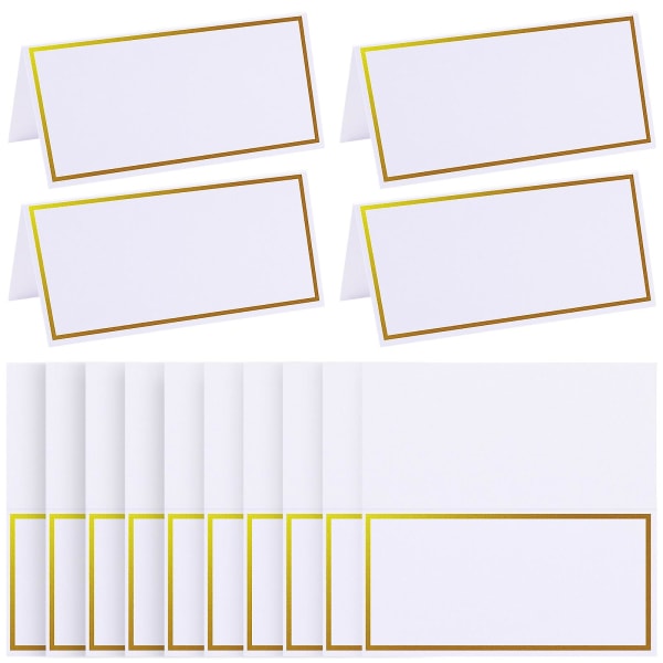 20 place cards foil stamped design textured dining table tent cards place cards suitable for wedding banquet dinner (10x10 cm, white gold)