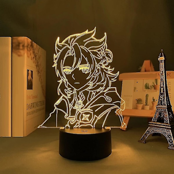 Genshin Impact Albedo Led 3d-lampa Lllusion Light Skrivbordslampa Japansk Anime Ljus För Barn Sovrumsdekor Nattlampa Födelsedagspresent Manga Gadget