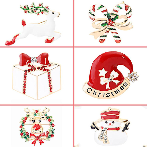 2023 Ny uppgraderad 12 st julbrosch nålar set, julgran tomte snögubbe strumpa klocka slag pin för fest