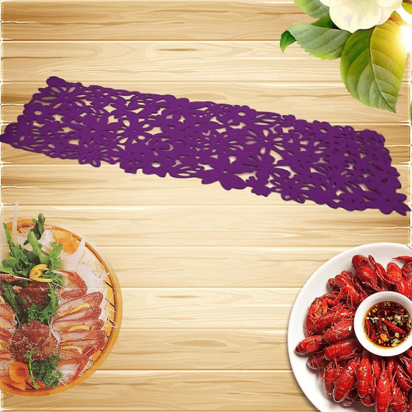 Violte Hemin De Table Felt Openwork Floral Design Table Mat Mat Hollow Flower Felt Placemat Vintage Placemat Heat Resistant Table P