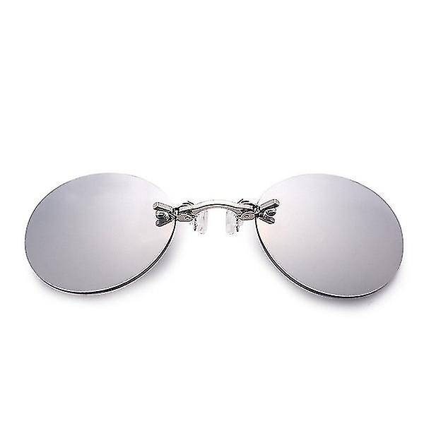 Nostril Solglasögon Retro Metall Solglasögon Matrix Mini Solglasögon För Män Och Kvinnor（Vit）