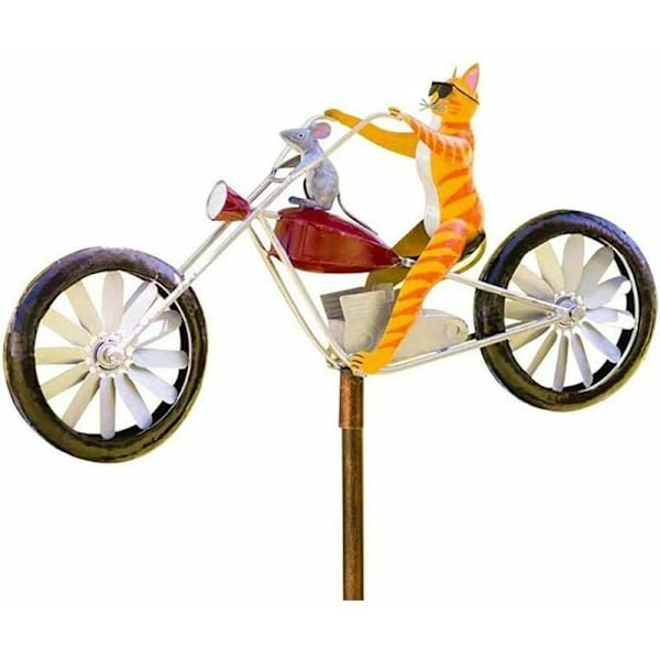 Vindsnurror - 3D Djurvindkraftverk Cykel Vintage Metall Spinner Gård Dekor Gräsmatta Vindkraftverk för Utomhus Trädgård Gräsmatta Dekoration（Katt）