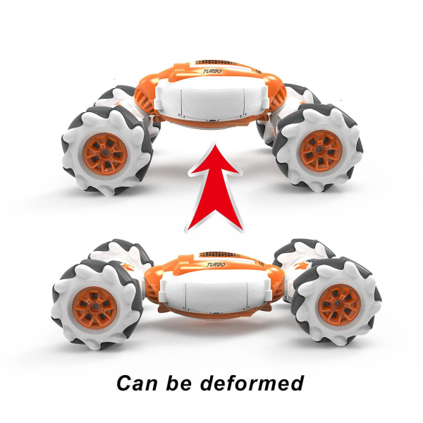 Fjärrstyrd bil för barn, stuntbil, RC-bil, klocka med geststyrning, transformerbar elektrisk leksaksbil, snurrande virvelvind, barnvagn, present till barn (orange)