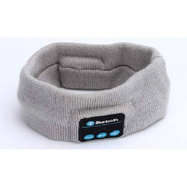 Trådlöst Bluetooth-pannband för utomhusfitness, musik, samtal, stickad sportpannband, mörkgrå