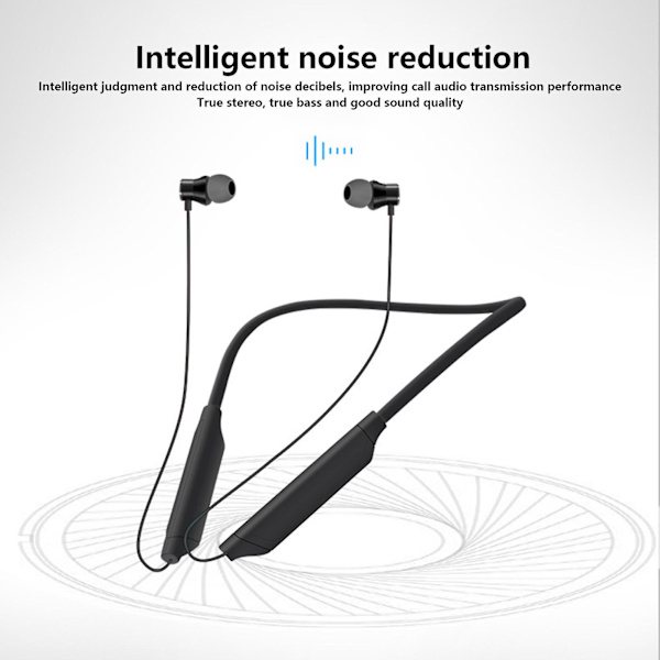Sann stereo, tung bas nackmonterade Bluetooth-hörlurar, ultralång batteritid, snygg bärbarhet, inte lätt att tappa bort under träning.（Svart）