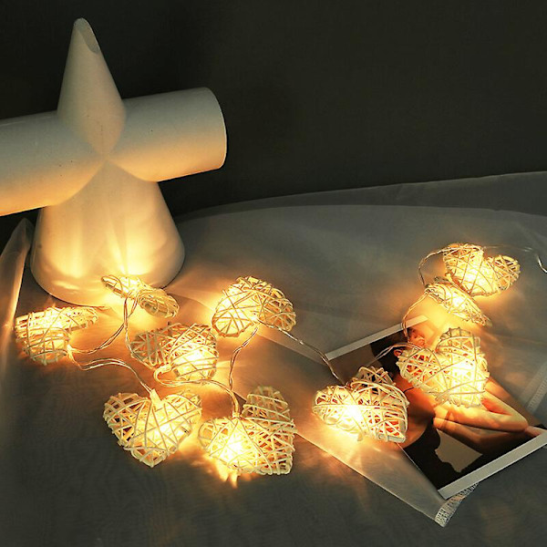 2023 Ny oppgradert LED Rattan Love Heart Lights String for Festival og juledekor (hvit)
