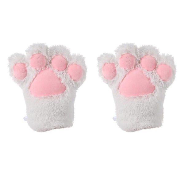 Double Cat Paw Gloves Performance Plysjhansker Cosplay-hansker for barn (24X20 cm, hvit)