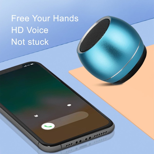 Metall Bluetooth högtalare, minihögtalare, bärbar Bluetooth högtalare för utomhusbruk, HIFI-ljudkvalitet, intelligent brusreducering (blå)