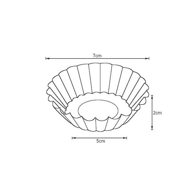 100 st Silver Tone Rostfritt Stål Ägg Tårtform Skålformad Ägg Tårt Cupcake Kakform Puddingform Bakverktyg
