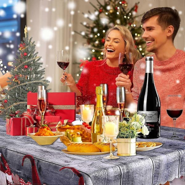 Grå rektangulær juleduk - Vanntett, flekkbestandig, vaskbar festdekor