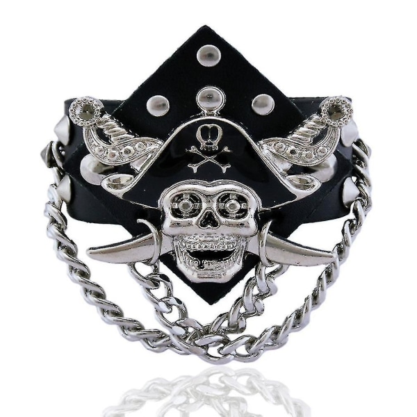 Skalle Legering Läder Armband Män