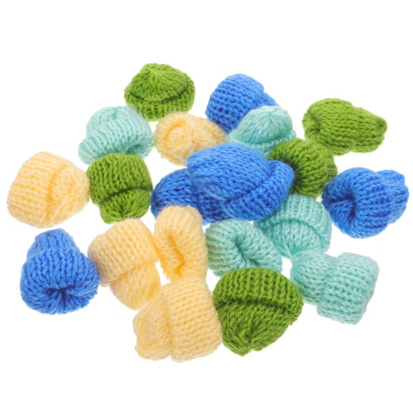 20-pack minihattprydnader Stickade mössor Gör-det-självhantverkstillbehör Barn Flickleksaker (flera färger) (2.50X2.50X1.00CM, som visas på bilden)