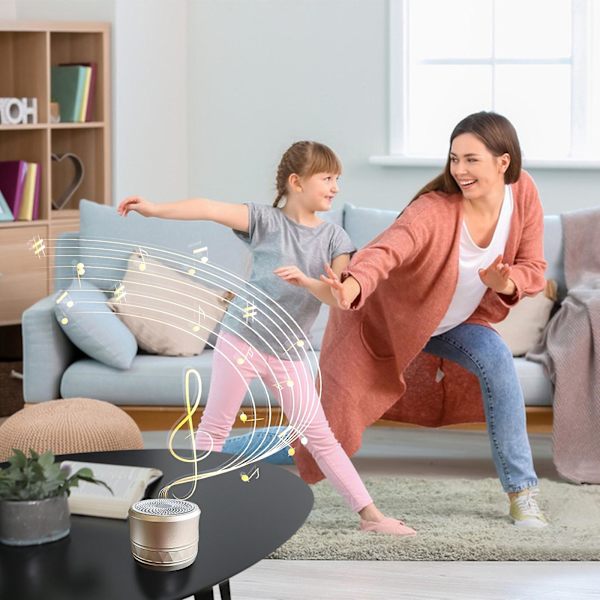 Nytt kort Mini Bluetooth-högtalare Metall Hög volym Subwoofer Hemma Utomhus Bärbar Present Ljudsystem（Guld）