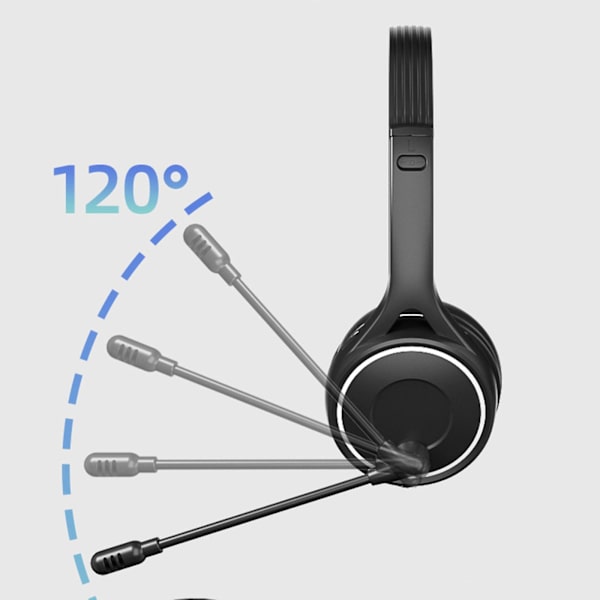 Trådlösa Bluetooth 5.1-hörlurar för lärande, affärer och onlinekurser, med mikrofon och stöd för minneskort, kompatibel med Android och iOS (svart)