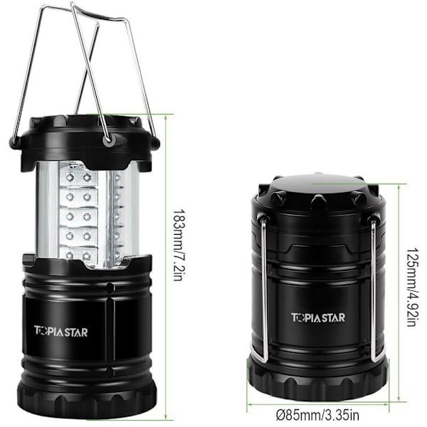 Bärbar LED-campinglampa, vattentät batteridriven LED-lykta, DIY-campinglampa, grotta, tält, nödbelysning, 2-pack