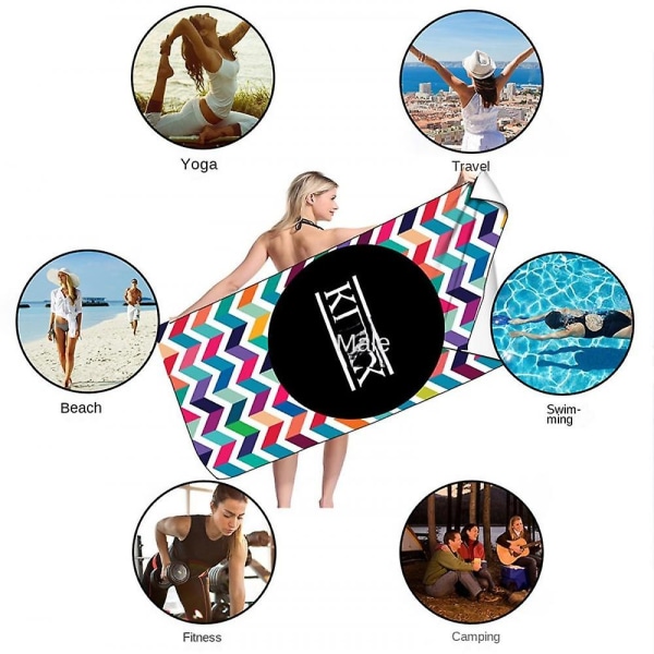 Sandavvisande strandhandduk, resehandduk för simning, badhandduk, snabbtorkande mikrofiber, idealisk för utomhusstrand, pool, solbad (m)
