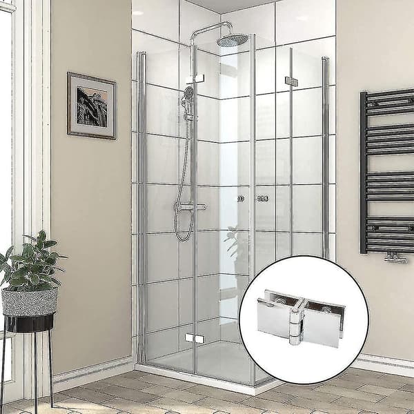 2 st glasdörrshing, glasdörrklämmashinge, dörrklämmashinge, zinklegering glasfällbar hinge för badrumsglasdörr 6-8mm (180 grader